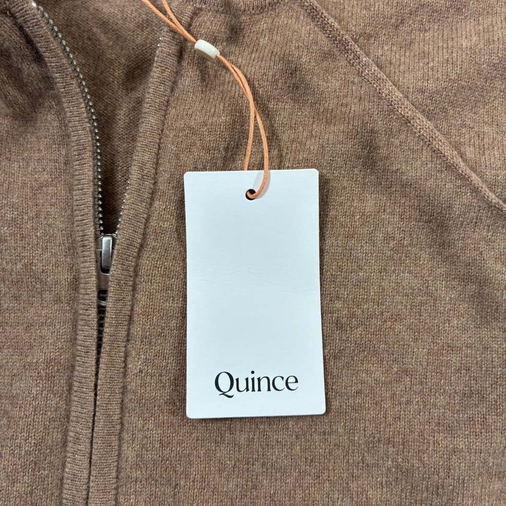 NEW Quince Mongolian Cashmere Hoodie Women Medium Brown Full Zip Luxury Sweater - Picture 3 of 10